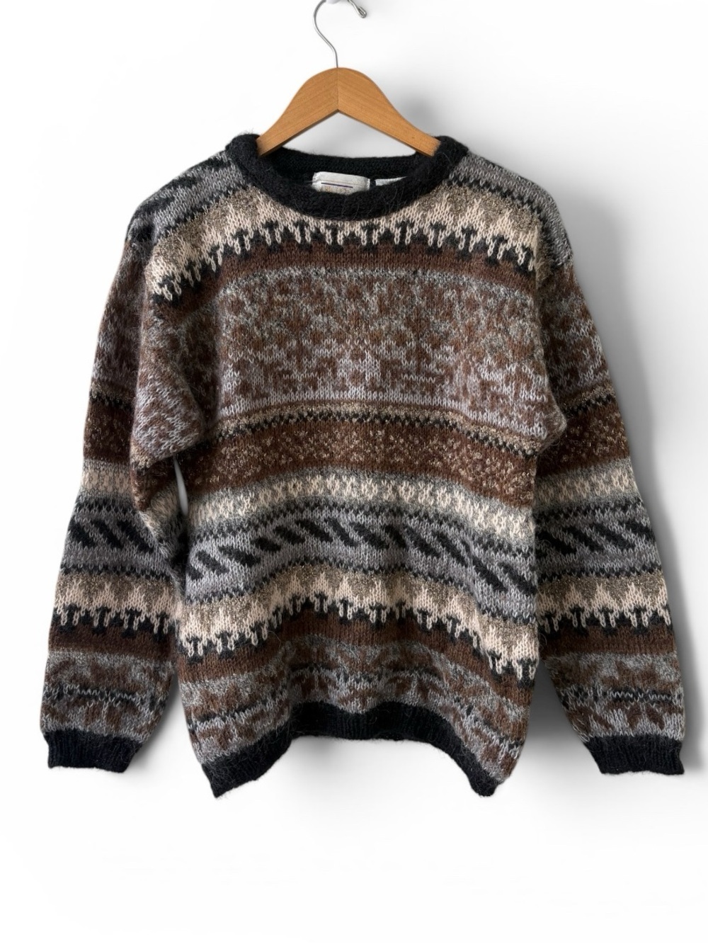 Vintage Ninon de Lenclos Mohair Blend Fair Isle Sweater Women’s Medium